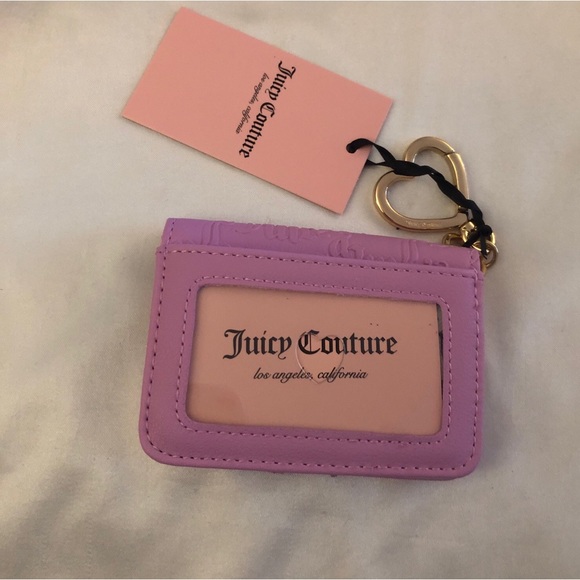 Juicy Couture Fondant Pink Faux Leather Heartless Card Case Key Fob NWT - Picture 6 of 15